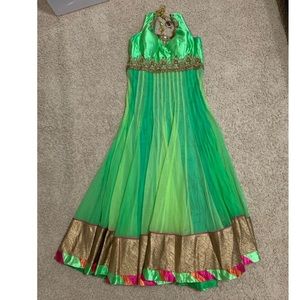 green sleeveless outfit